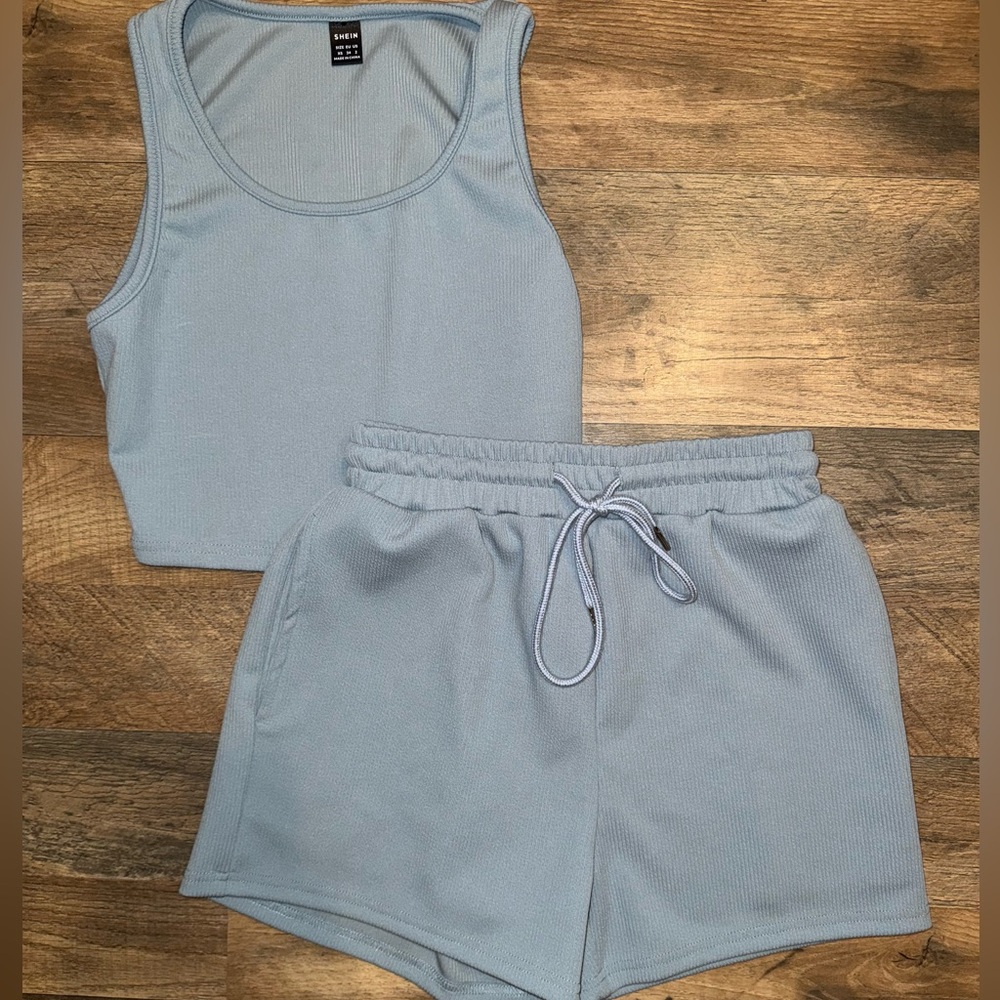 SHEIN Light Blue Pajama Set